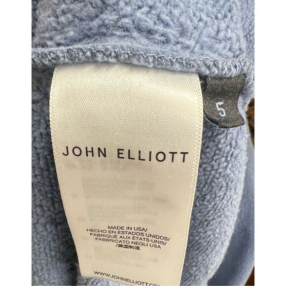 JOHN ELLIOTT Cable Knit 100% Cotton Reconstructed Hoodie in Washed Blue NWT Size - Picture 11 of 13